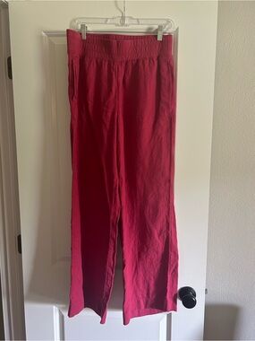 Soft surroundings Wide-Leg linen berry Bottoms - Comfortable Pull-On Pants